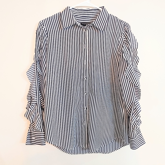 Navy and white striped blouse - Picture 1 of 2